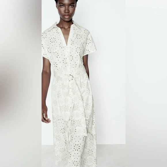 Zara Rubberized Embroidery Midi Dress - Picture 2 of 11
